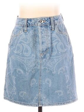 JONATHAN SIMKHAI Light Wash Paisley Denim A-Line Skirt